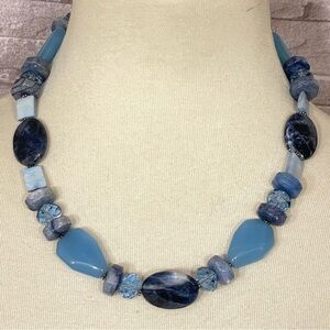 Donna Dressler Vintage 925 Sterling Blue Sodalite Mother Of Pearl Aventurine gla